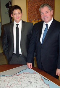 Zachary Roberge with the Education minister, Yves Bolduc